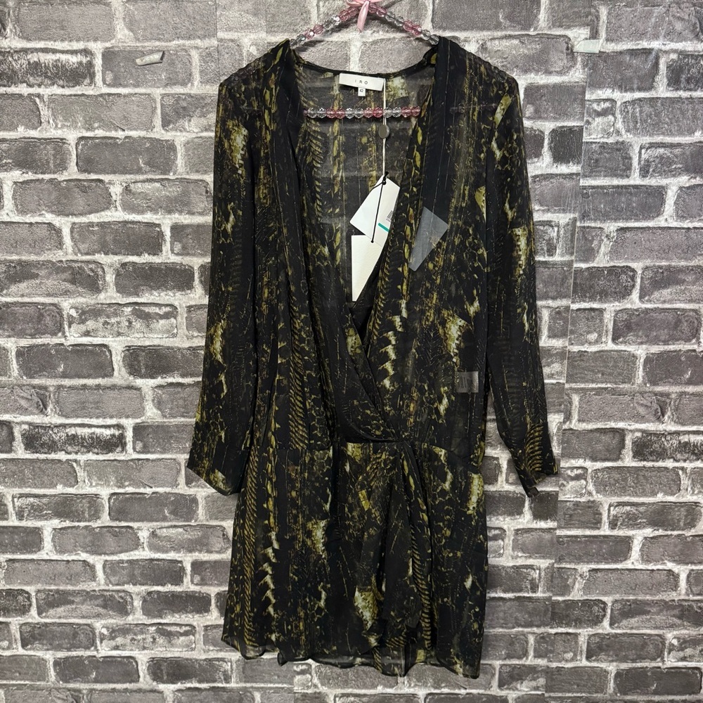 NWT IRO Akley Dress in Antic Gold mini long sleeve